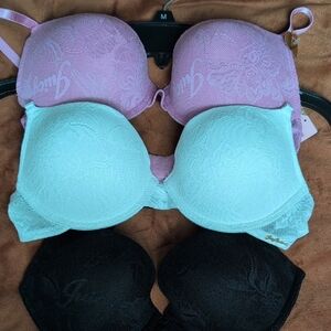 Juicy Couture Push Up Bra Trio - Pink, White, Black